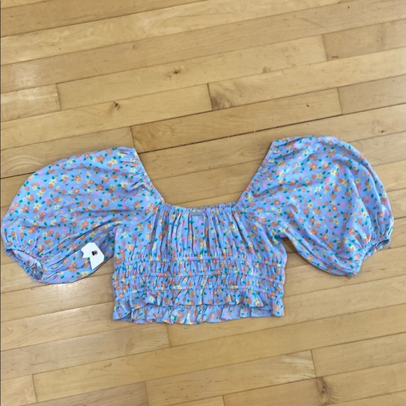 🆕 Billabong Floral Puff Sleeve Crop Top - Picture 4 of 6